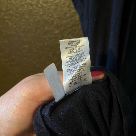 Navy Blue Cap Sleeve Calvin Klein Top, Size Large, Small Pocket on Front - Picture 3 of 5